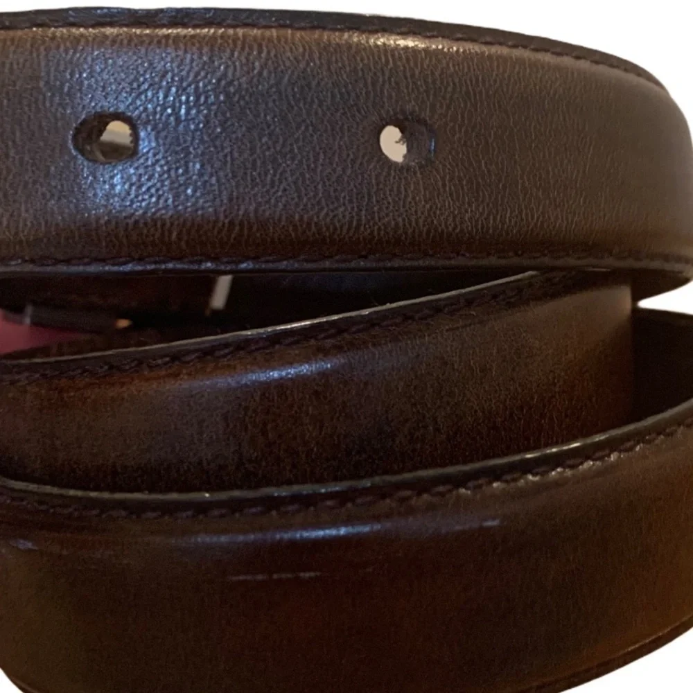 Fossil Brown Leather Belt Silver/Gold Buckle Sz M